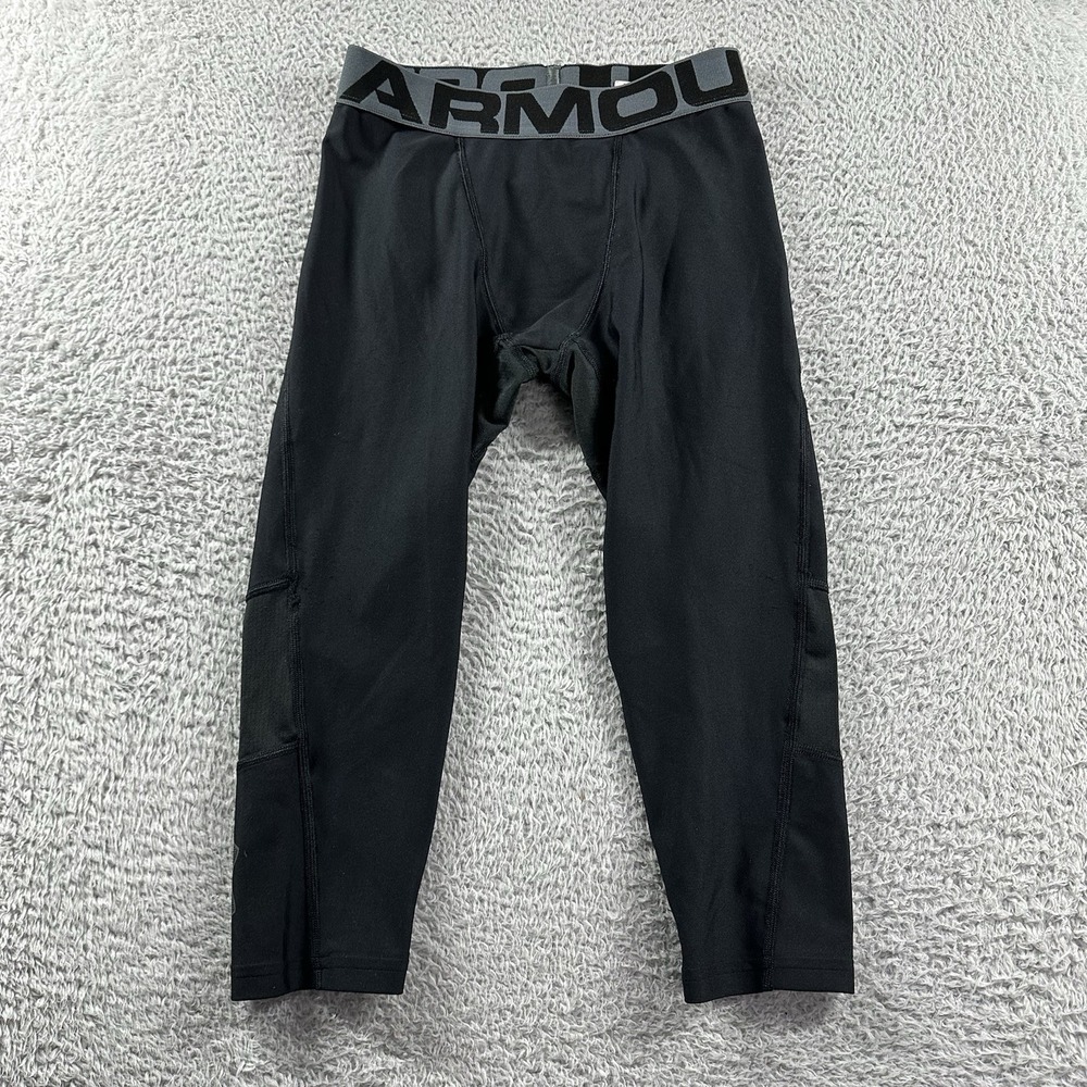Under Armour Compression Pants Youth Medium Black HeatGear Fitted Boys